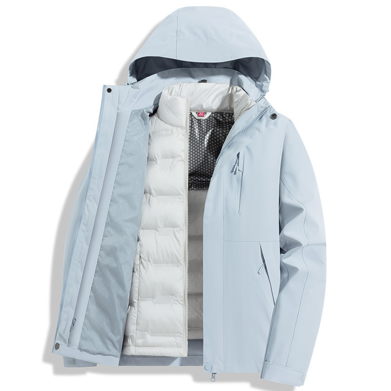 Customized Logo 3-in-1 down Jacket with Inner Liner for Women, Winter Thickened Warm Waterproof Coat, Mountaineering Jacket for Men