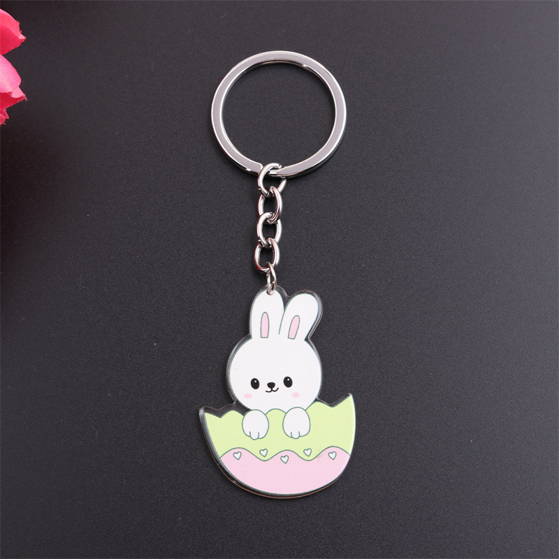 Simple Style Rabbit Animal Stainless Steel Arylic Printing Easter Keychain display picture 13