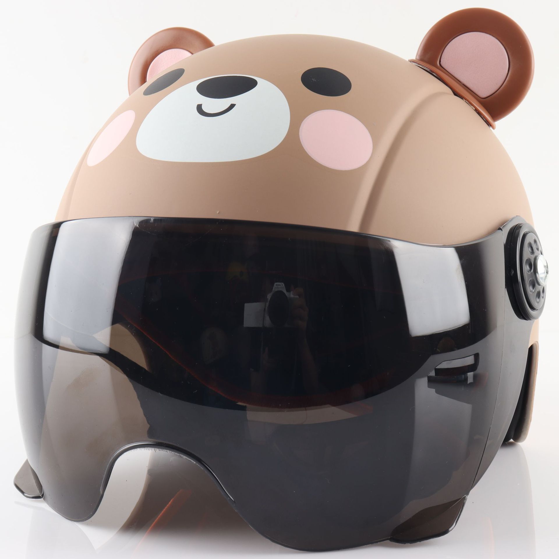 Cross-Border Exclusive Supply of Electric Vehicle Children's Helmets, Cartoon Cute Half-Helmets, Bear-Shaped Helmets for Kids, Students, and Babies for Cycling