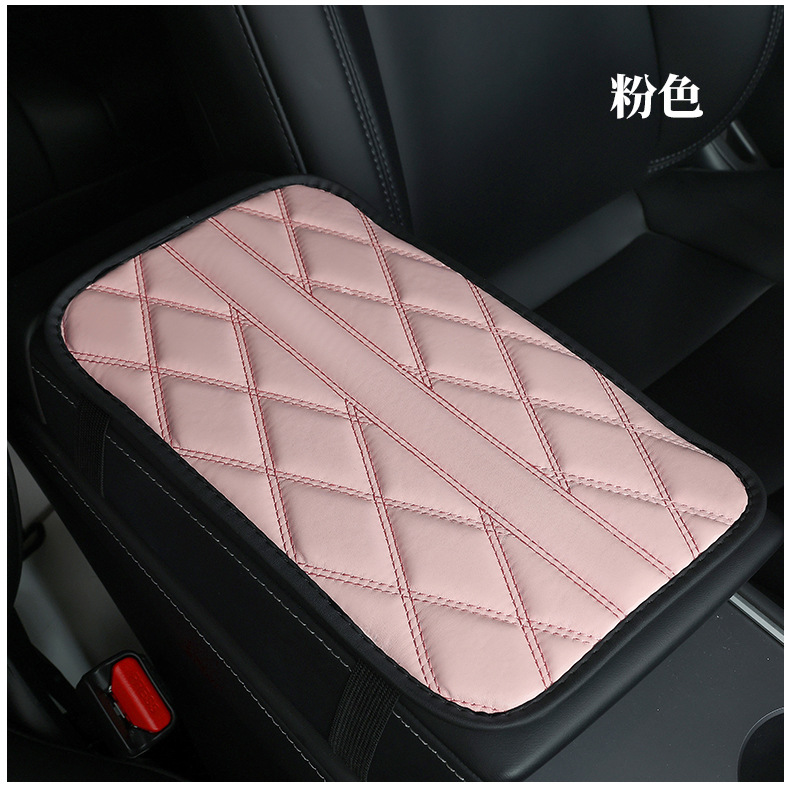 Car Armrest Box Pad Quilted Leather Center Console Protector