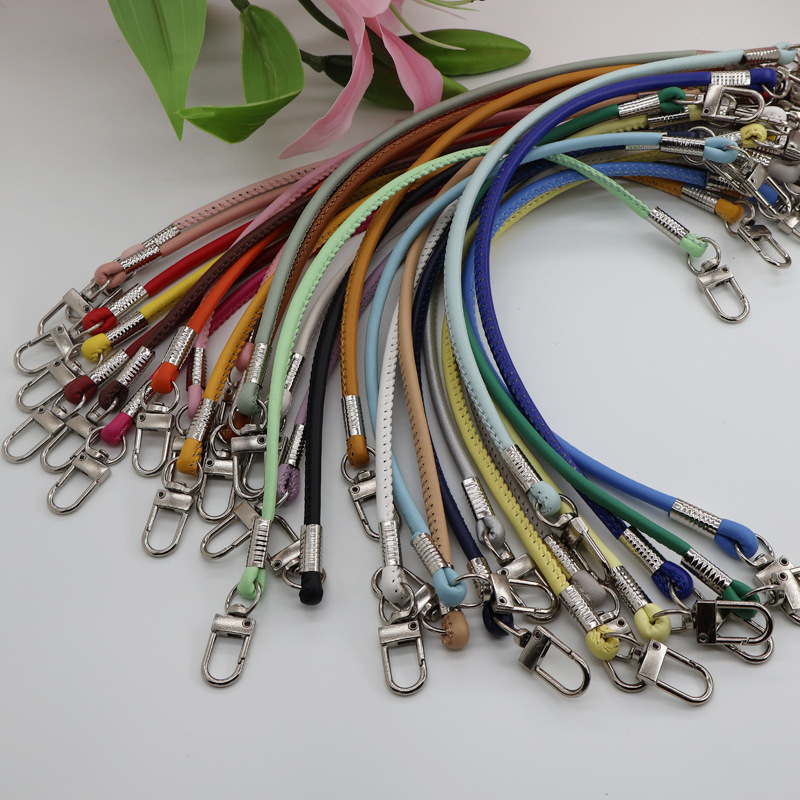 High-End Pu Door Buckle Short Round Leather Cord, Multi-Color, Replaceable Bag Handle Strap, Leather Strap for Mobile Phone