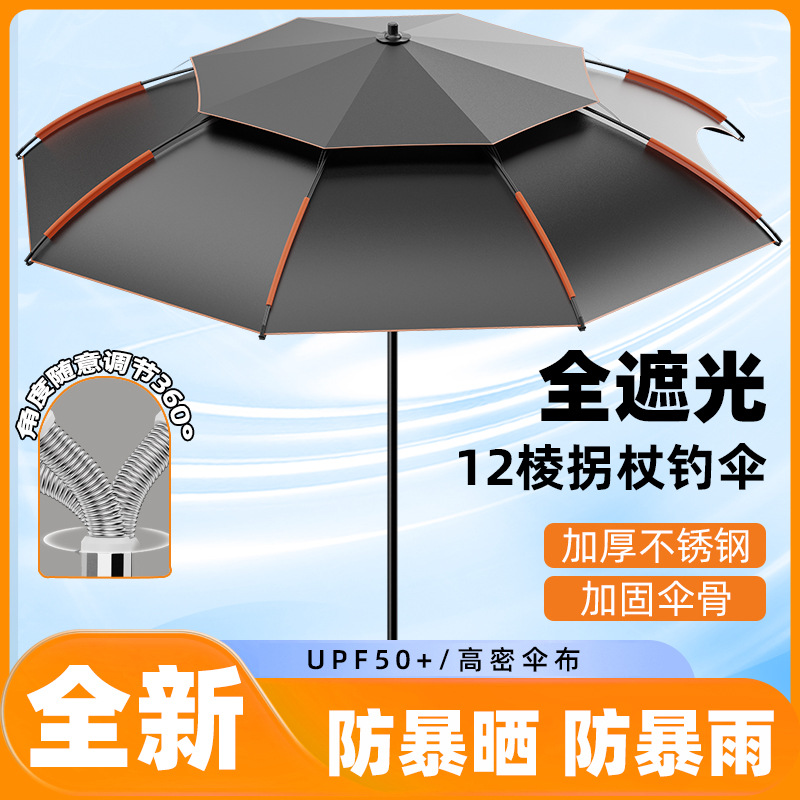 Fishing Umbrella, New Model, Large Fishing Umbrella, Rainproof Umbrella, Vinyl Fishing-Specific New Type, Walking Stick Umbrella, Outdoor Sunshade Umbrella, Wholesale