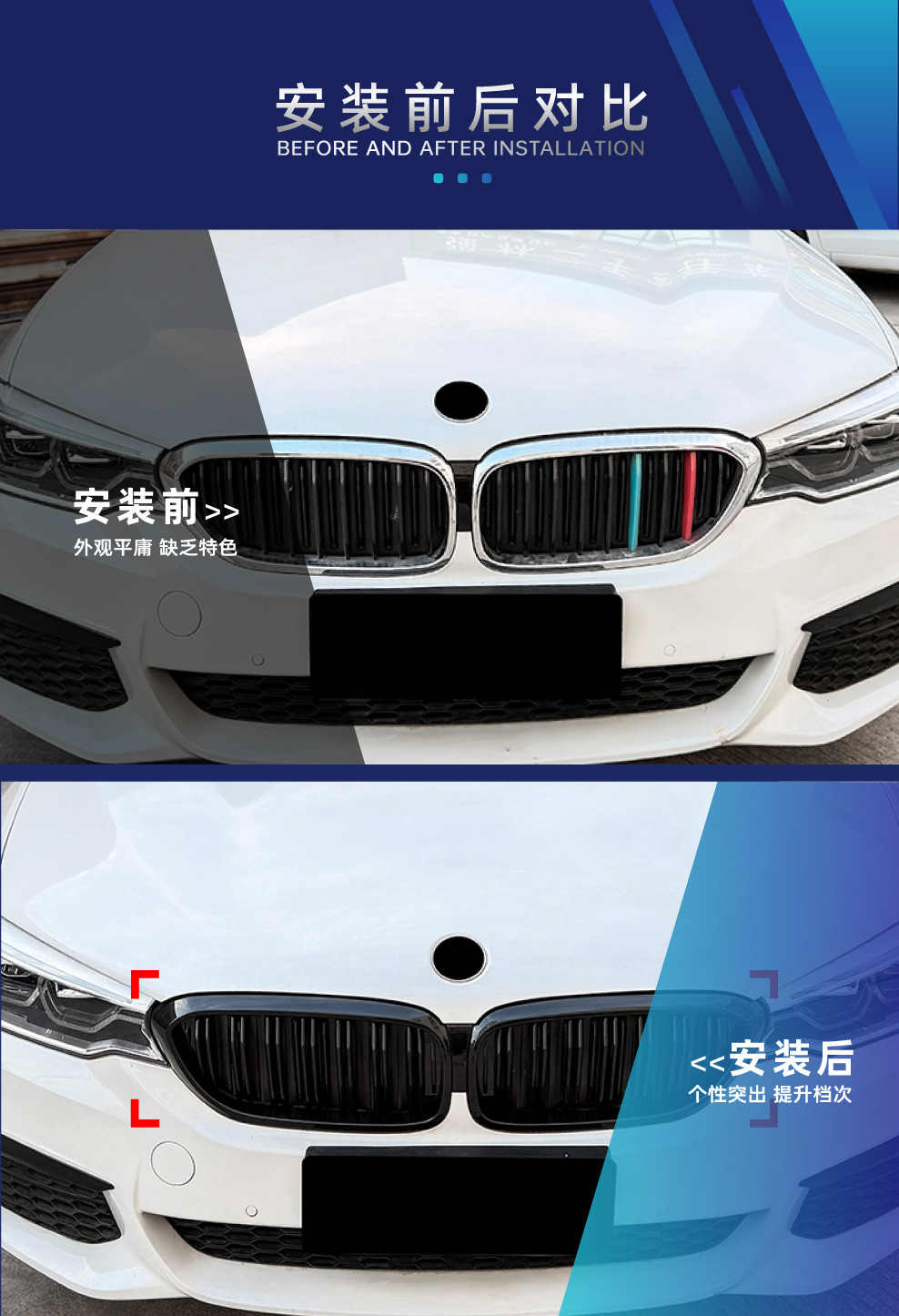 Suitable for Bmw 5 Series G30 G31 Sport Edition Mp Front Lip, Corner Light Eyebrow, Center Grille, Side Skirt, Rear Lip, Rear Wing Modification Parts