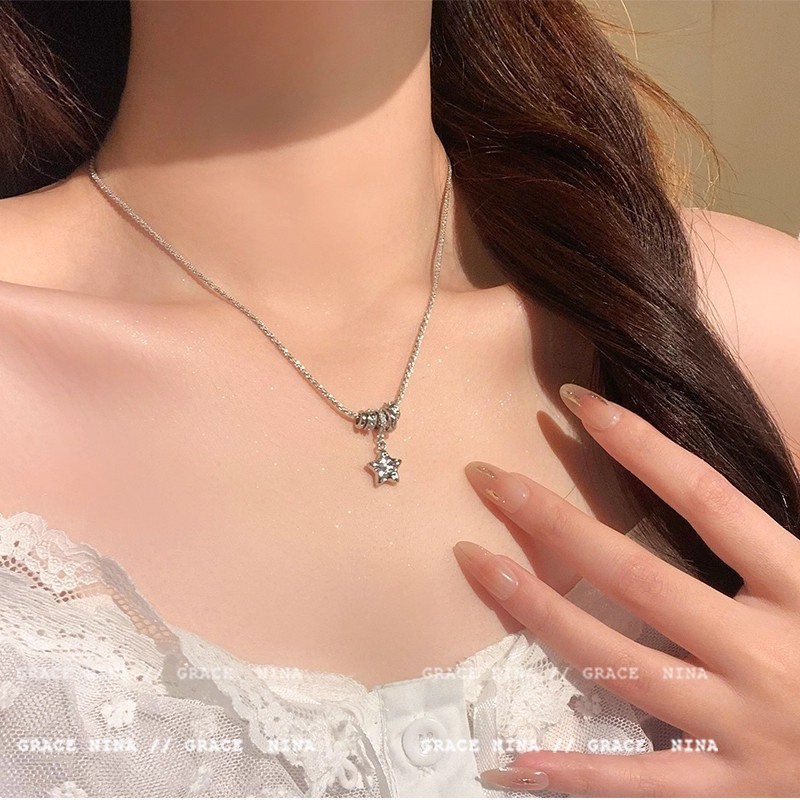 闪锆星星吊坠项链女高级感轻奢小众锁骨链气质百搭配饰|undefined