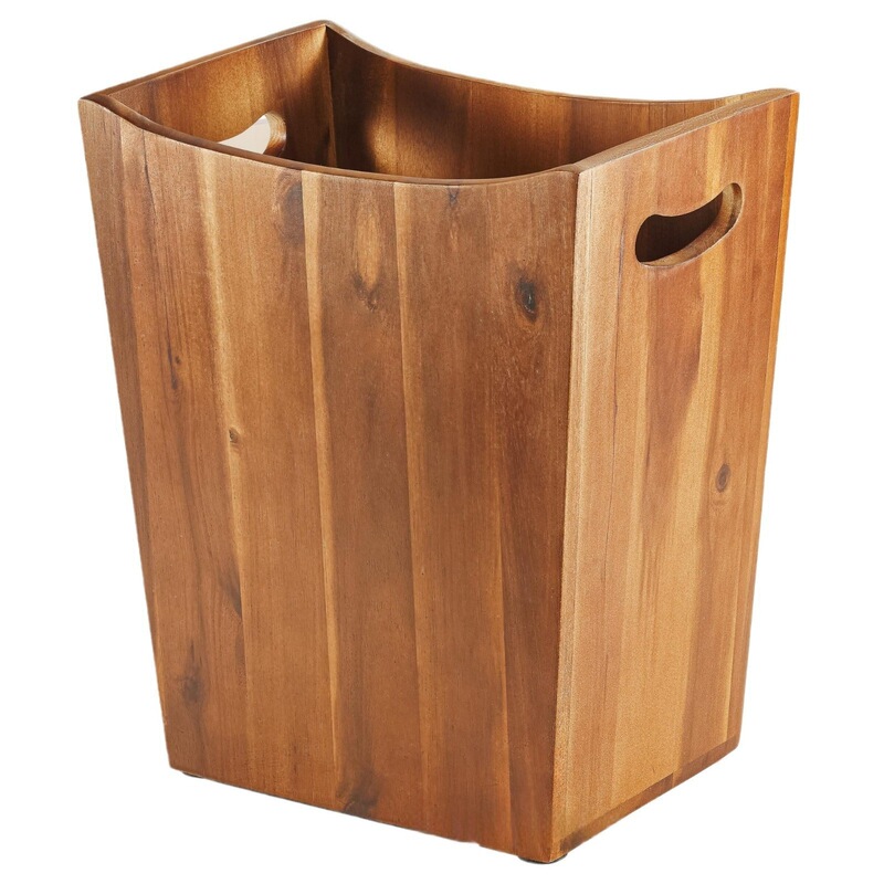 Wooden Trash Can Cross-Border Home Bedroom Bathroom Living Room Office Universal Trash Can Acacia Wood Trash Can