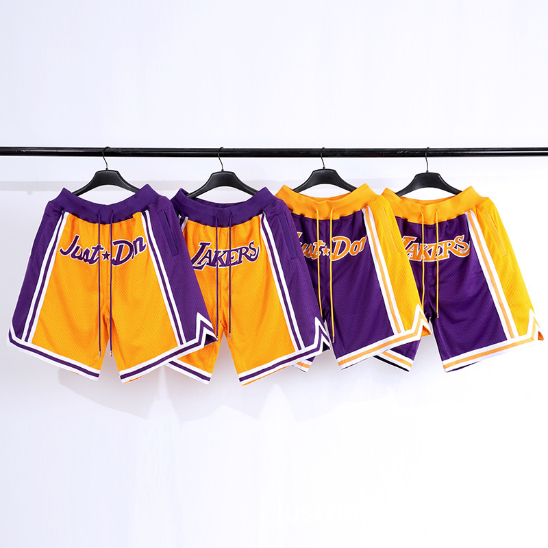 JUST DON Lakers High Street Basketball Shorts Men's European and American Fashion Brand Loose Sports Leisure Pants Men