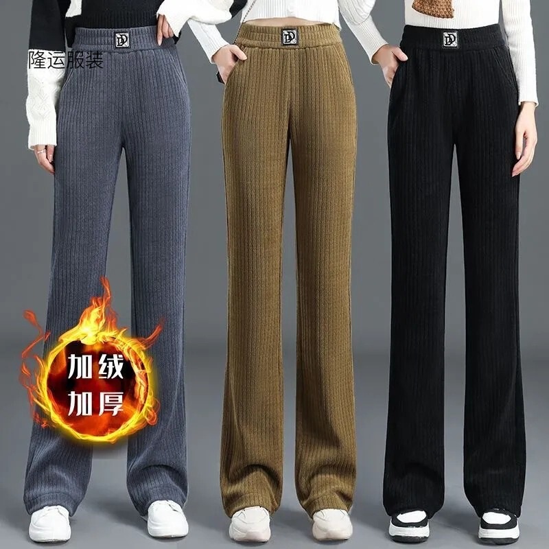 Winter Fleece-Lined Thick Warm Pants for Women, Harem Pants, Mom Pants, Loose Casual Pants, Straight-Leg Pants, Size L Winter Fleece-Lined Thick Warm Pants for Women, Harem Pants, Mom Pants, Loose Casual Pants, Straight-Leg Pants, Size L