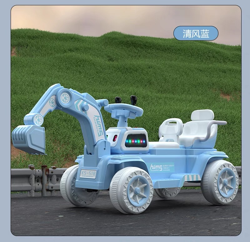 Excavadora eléctrica de dos asientos para niños, vehículo de juguete controlado remoto, excavadora eléctrica, vehículo de ingeniería eléctrica para bebés masculinos y femeninos image 9