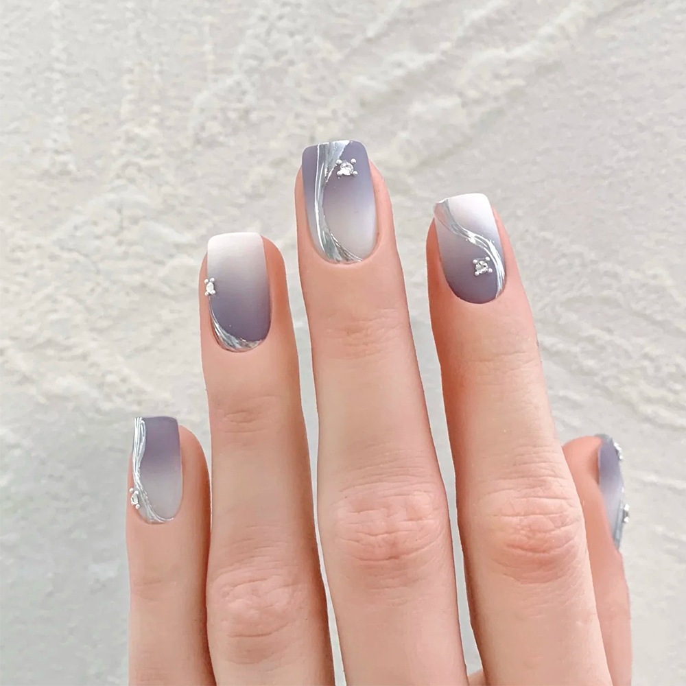 Brilliant Pearl Piel de uñas postizas en relieve Troncos de moda Parche de uñas de uñas de diamantes dorados tridimensionales 3D image 1