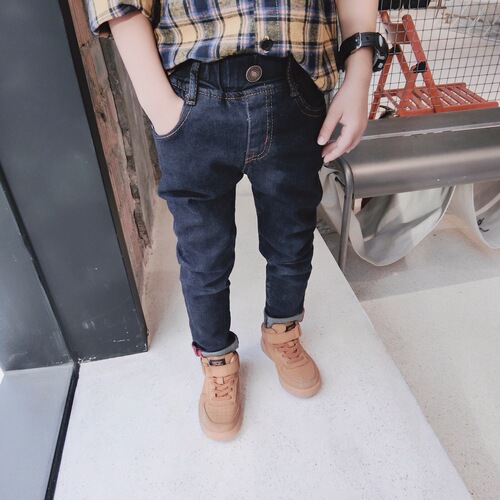 Children's Spring and Autumn Season  Slim Fit Korean Style Denim Pants for Boys Children Small Feet Pants Tailored Baby Pencil Pants