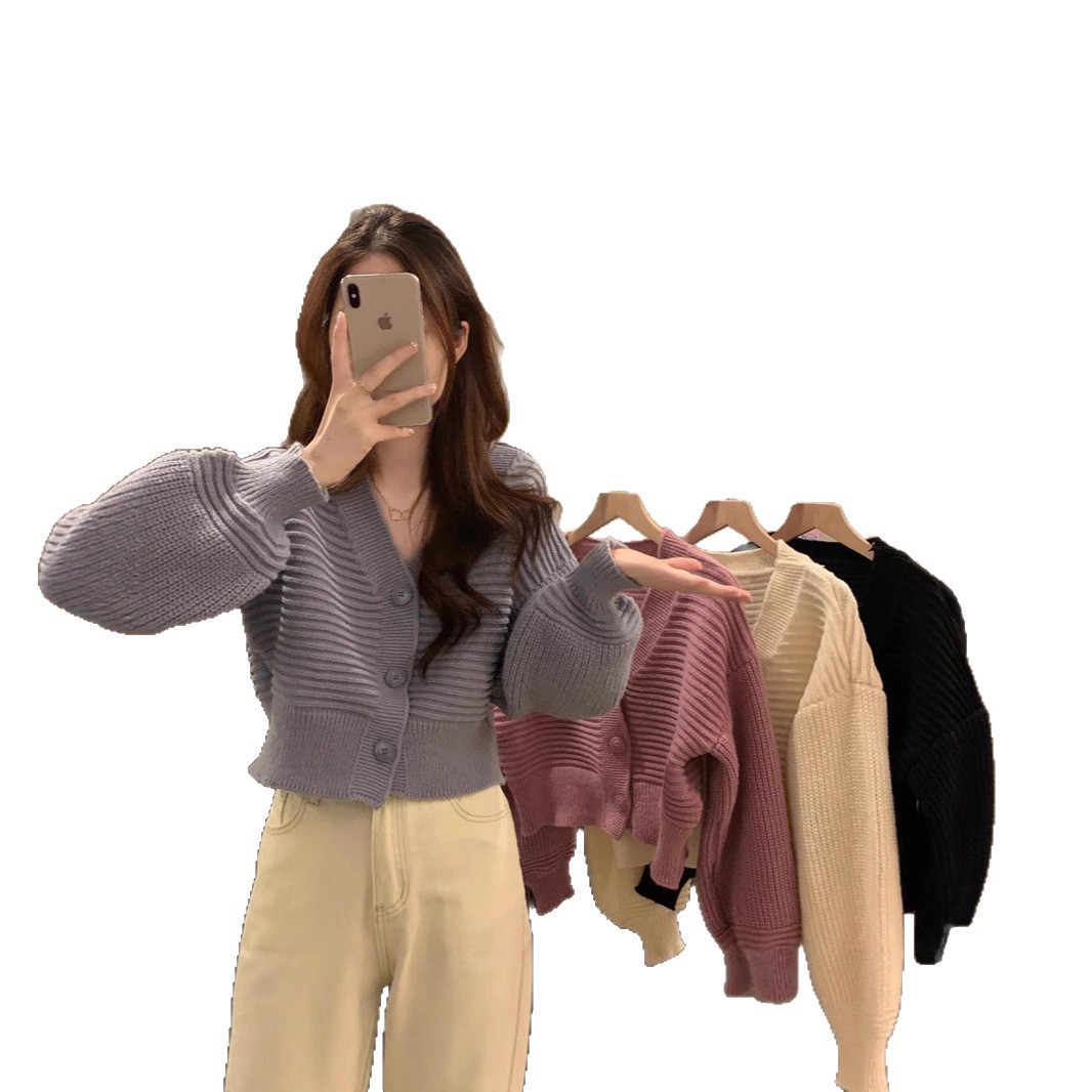 Cardigan de punto de cuello en V para mujeres 2025 otoño y invierno nuevo suéter holgado perezoso abrigo chic chaqueta pequeña al por mayor image 6