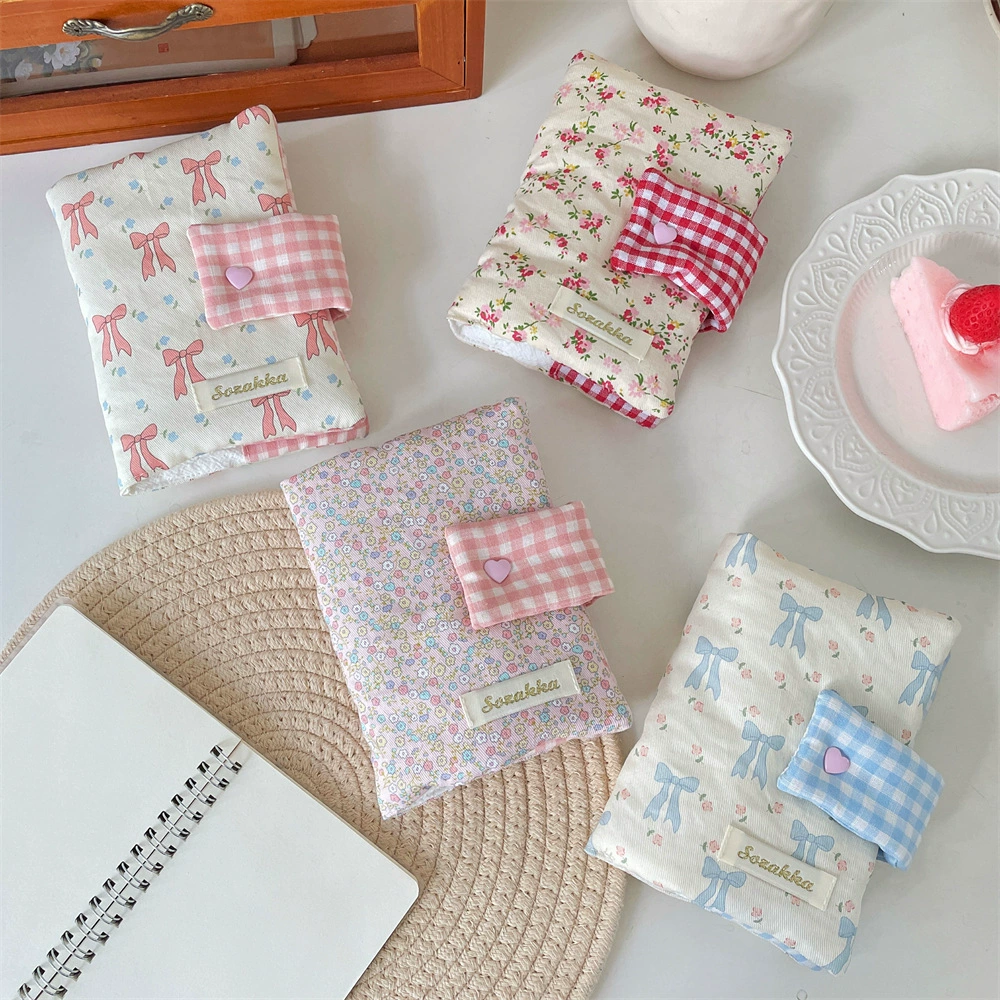 Handmade Book Cover, Cute Cloth with Bow, Protective Case for Elementary Students, Tear-Off Sheet