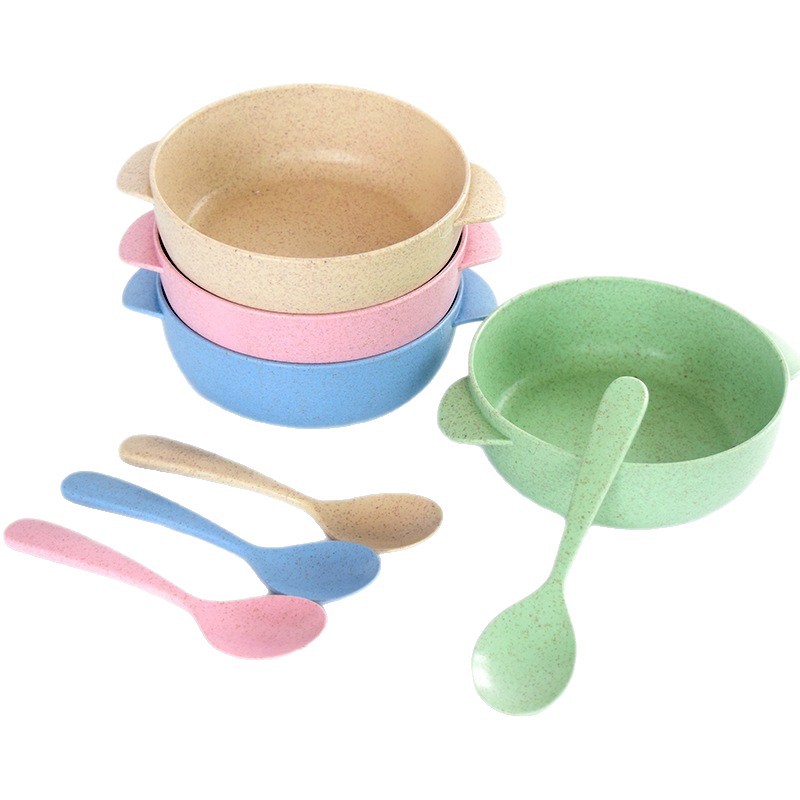Tazón de Paja de Trigo para el Hogar, Tazón Infantil para la Mesa, Tazón de Arroz Aislado, Apto para Microondas, Tazón Pequeño Anti-caídas