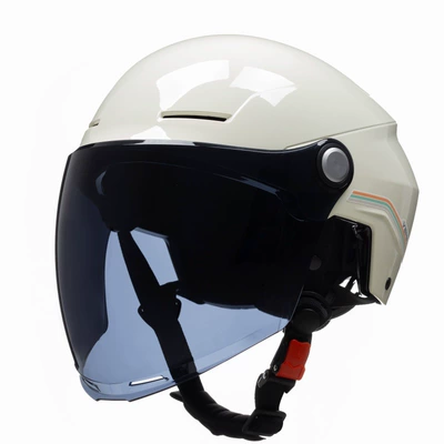 helmet electric car women's summer | Motosiklet kaskı (dəbilqə) - khaki-white-with-long-black-tea