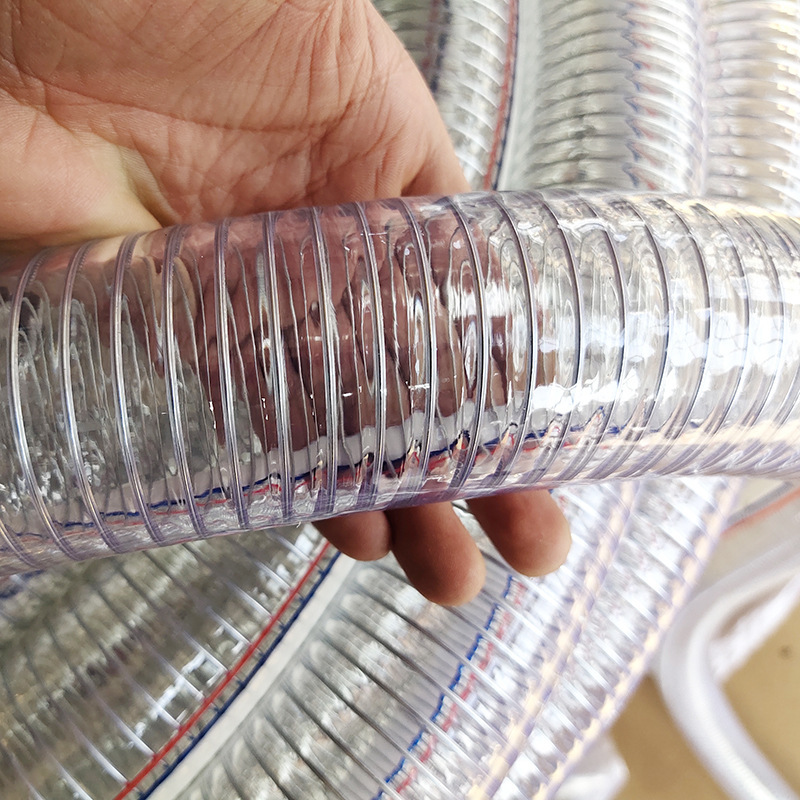 Transparent Pvc Steel Wire Hose Spiral Reinforced Plastic Water Pipe Low Temperature Resistant Oil Pumping Pipe Weifang Steel Wire Pipe Wholesale