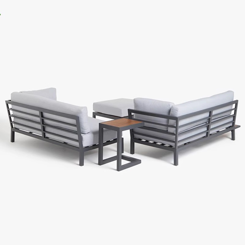 Nórdico al aire libre de aleación de aluminio sofá patio al aire libre vino muebles al aire libre sofá teca sofá jardín Silla de ratán