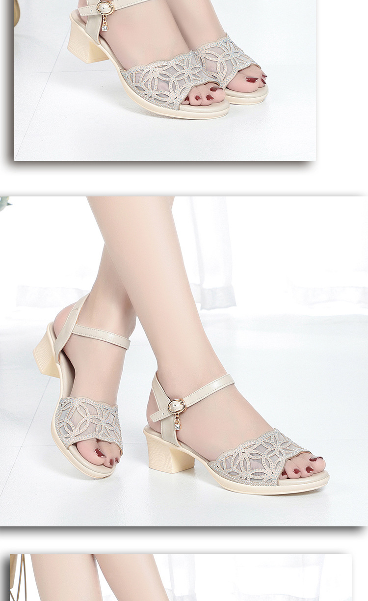 Dép sandal nữ đế thô da thật chống trơn trượt cỡ lớn — Màu đen chi tiết 15