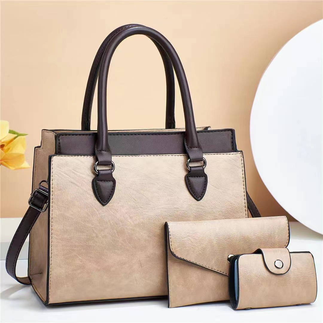 1041g Weight Polyester Cotton Lining Material Zipper Closure Type Top Handle Strap Type Handbag Bags Type Daily Occasion Pu Leather Material Solid Color Pattern All Seasons Season Women's Gender Classic Style Style Square Shape Large Size Women's Bag  Spring New Textured Korean Style Portable Three-Piece Suit Fashionable Retro Shoulder Messenger Bag 7