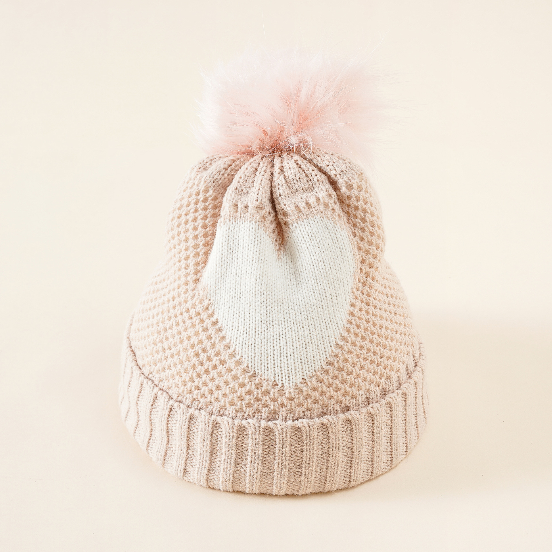 Estilo coreano otoño e invierno cálido amor infantil sombrero de punto Bola de piel sombrero de lana otoño e invierno al aire libre sombrero de punto a prueba de frío