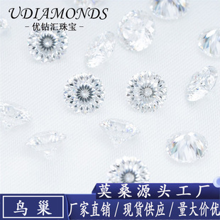 Youzhuanhui Round D Color Bird's Nest Moissanite Loose Stone Wuzhou Source Manufacturer Direct Sales Ready Supply One Certificate and One Code