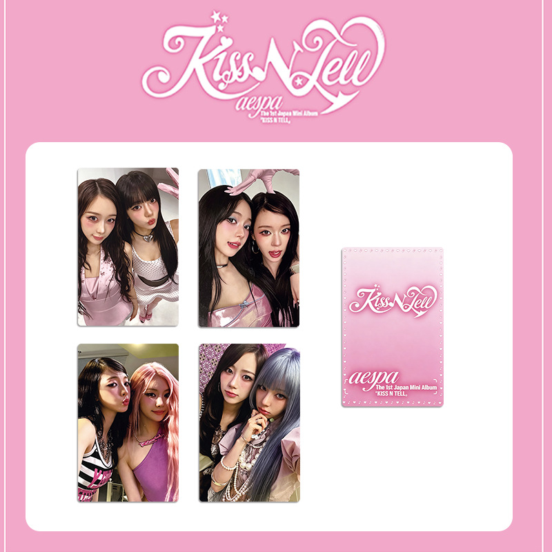 clu 4PCS/Set AESPA LOMO Card Japan 1st Mini Album KISS N TELL Postcards Collection KPOP Star Peripheral ulc