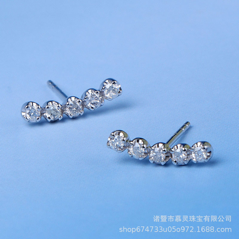 Muling jewelry 18K Gold diamond earrings 30 Smile Diamonds Ear Studs Diamond Set