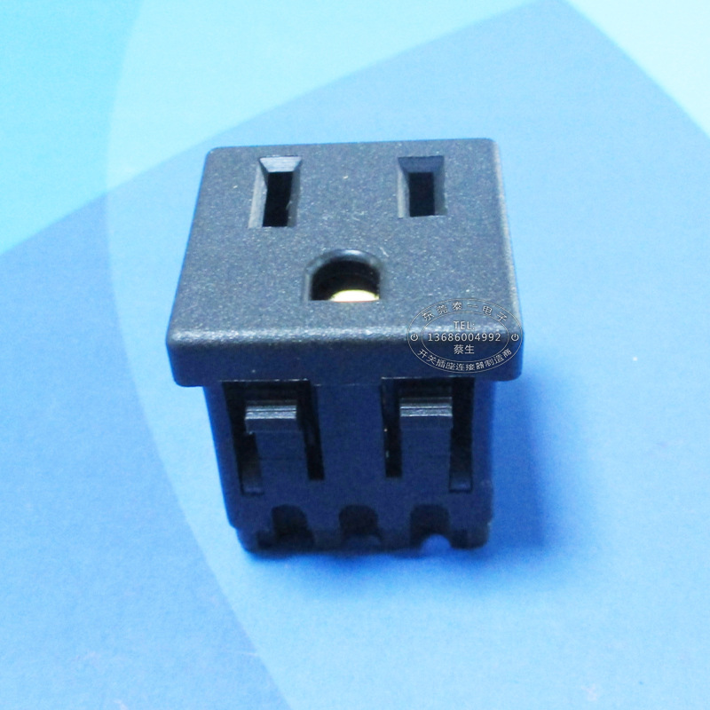 27*27美标三孔卡式母座 四软卡尾部卡线式美式3孔AC输入母座RF-M