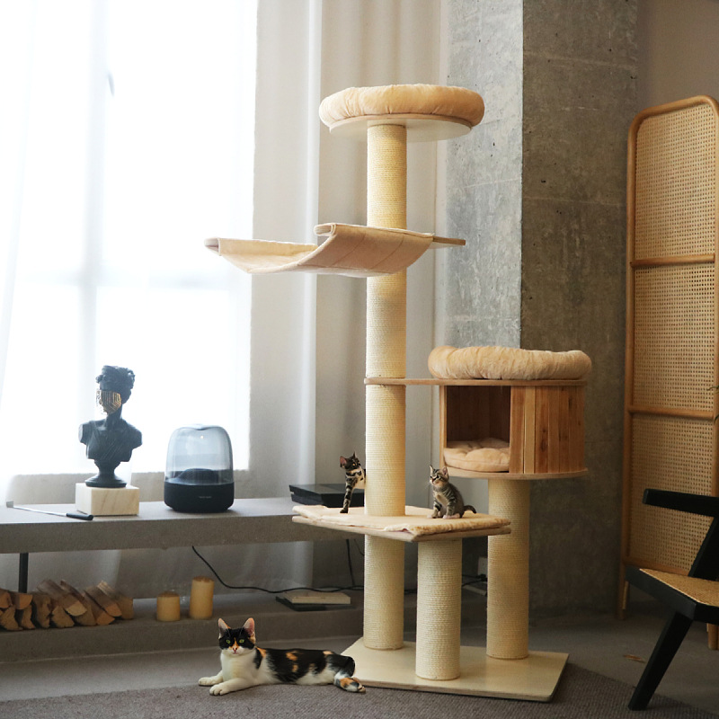 Gran gato agarra la placa no ocupa el suelo árbol gato estante de gato minimalista gran gato nido todo en un árbol gato madera sólida estante de escalada