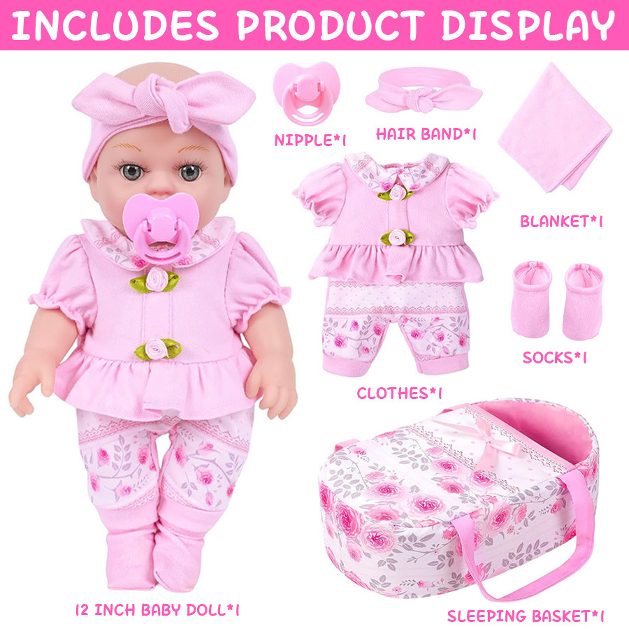 Transfronterizos calientes de 12 pulgadas muñecas de muñecas de muñecas de muñecas de simulación de bebés combinación 30CM muñecas renacidas al por mayor