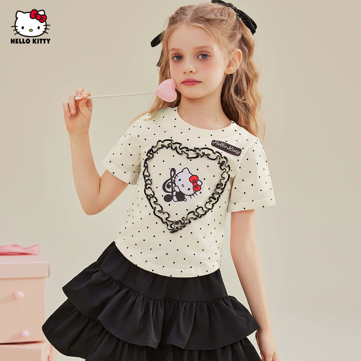 Футболка с короткими рукавами Hello Kitty, летняя, для подростков