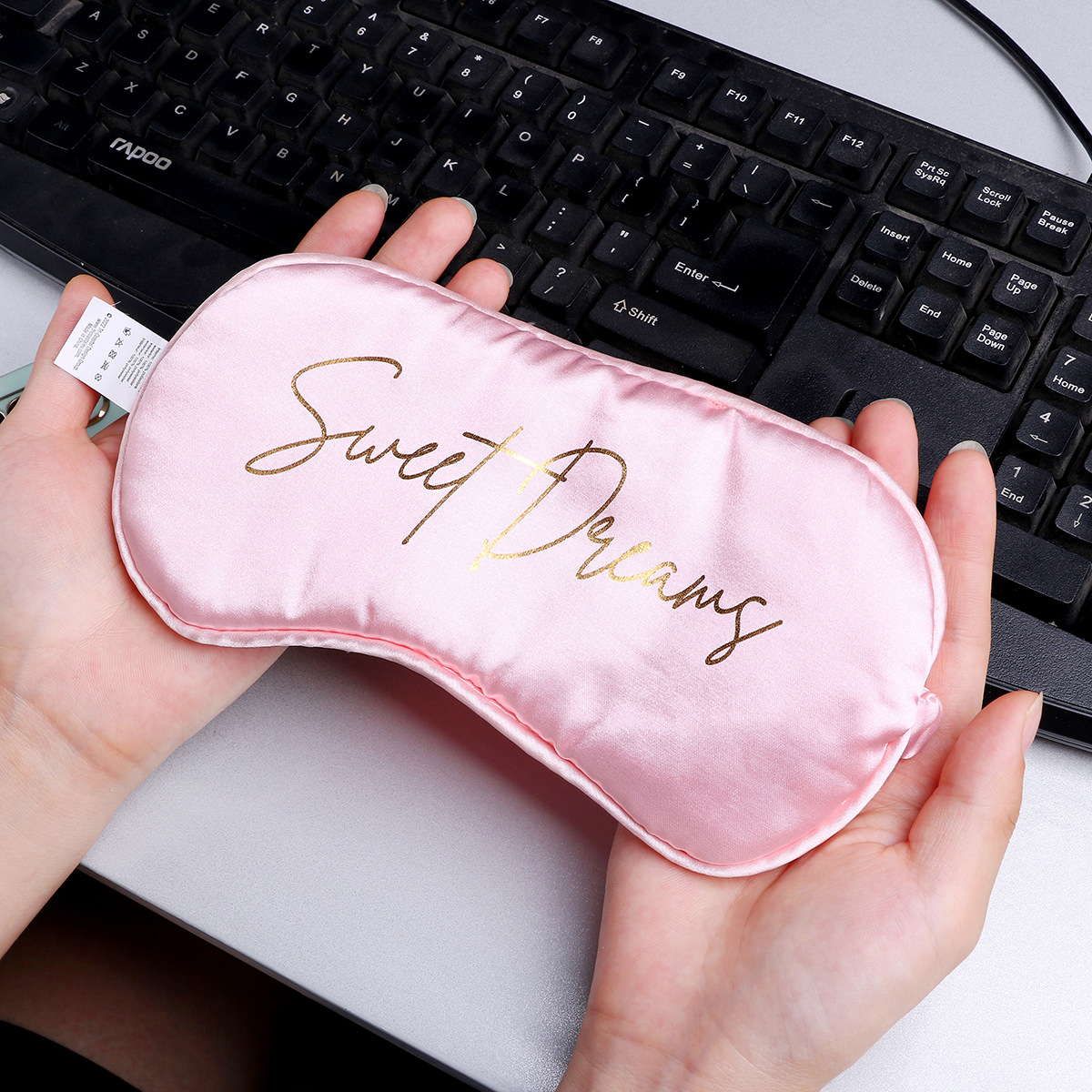 High-end Pink Eye Mask For Sleep, Simple Solid Colour Night Mask_voghion.com
