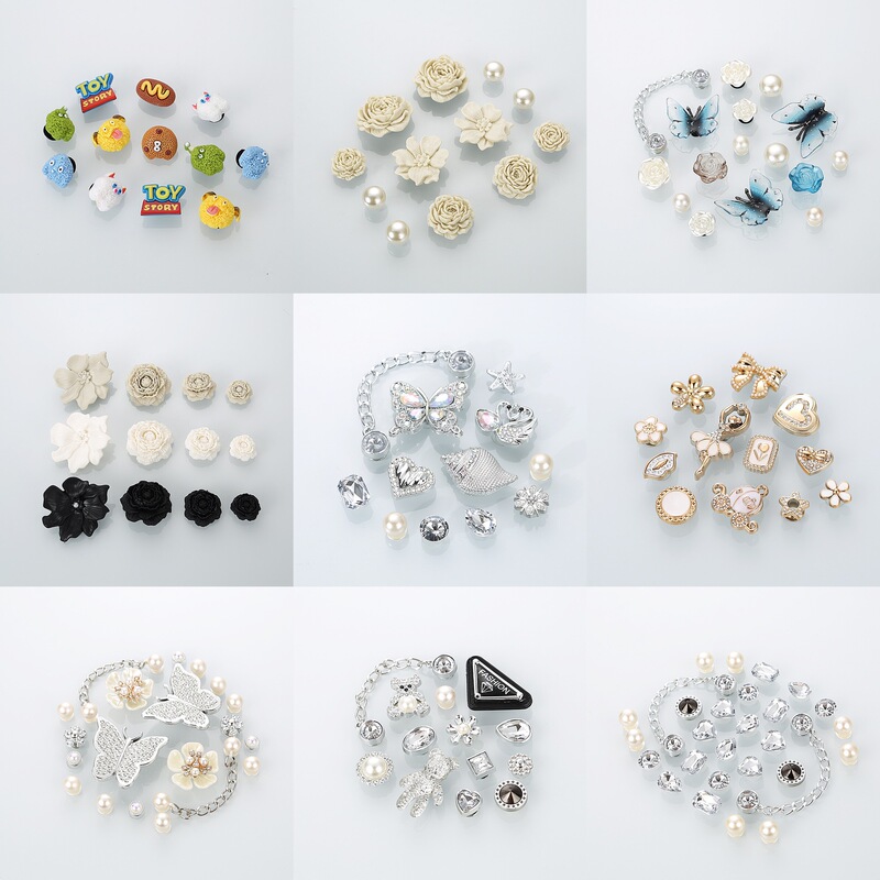 Hole Shoes Accessories DIY Butterfly Rhinestone Chain Hole Shoes Accessories Upper Decoration Shoe Buckle Buckle Cross Shoe Flower