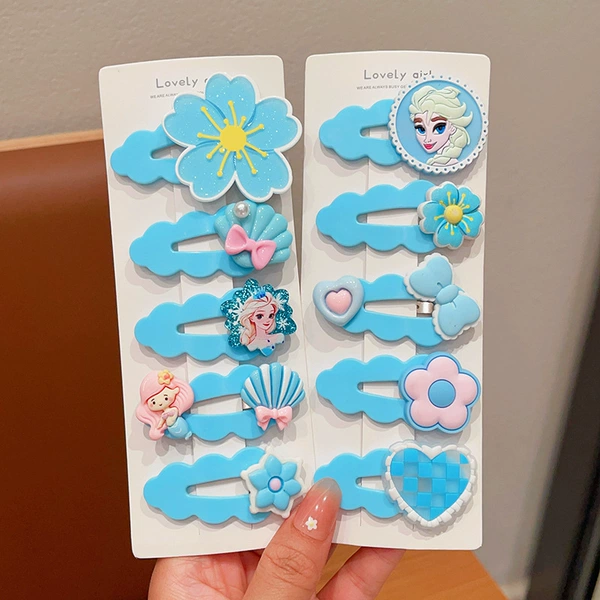 Blue set, flowered, 10 pieces