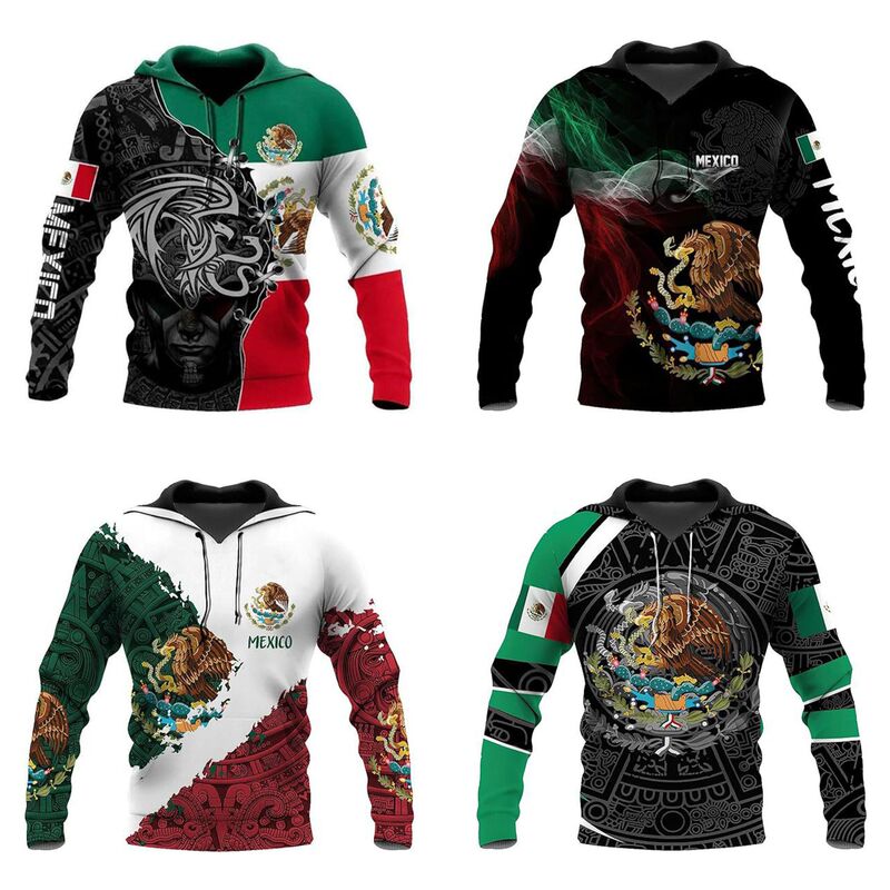 European and American plus size Men's Sweater Mexican Style Men's and Women's Sweater 3D Printed Sports Hooded Sweater Pullover