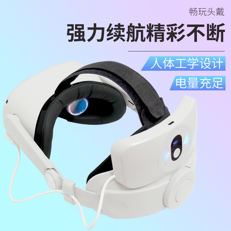 Oculus Quest2 charged head wearing one -click adjustment of…