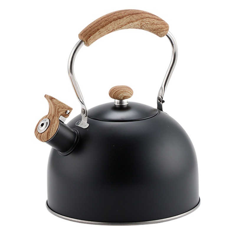 Stainless steel whistle kettle 2.5 liters black wood grain handle nozzle cover kettle cover induction cooker gas stove kettle