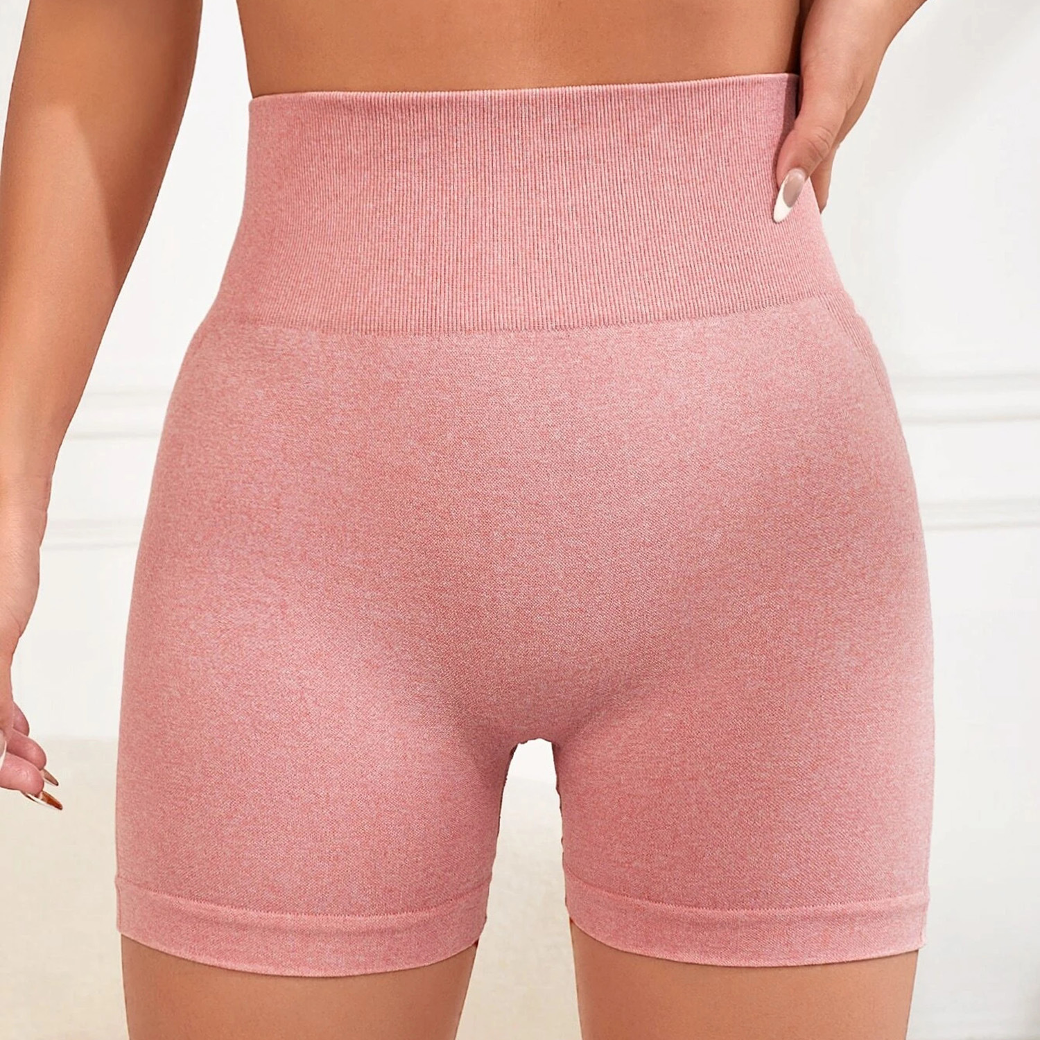 Nuevo transfronterizo europeo y americano sin costuras cintura alta cadera levantamiento de yoga pantalones cortos melocotón cadera apretado deportes fitness pantalones cortos de tres puntos para las mujeres