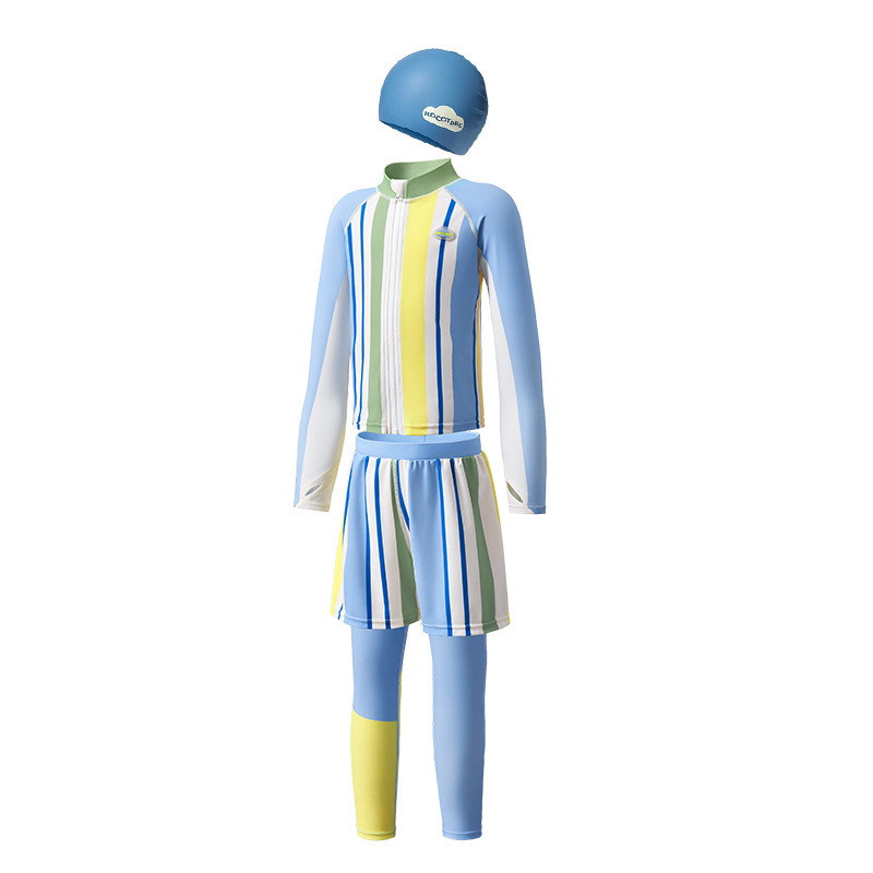 KK Tree Traje de baño profesional para niños de manga larga para niños y niñas Pantalones de baño divididos Protector solar Traje para niños de mediana edad