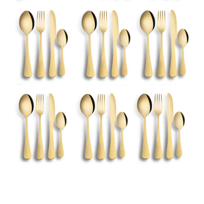 Amazon tiktok popular vajilla de acero inoxidable 24 piezas traje 1010 cuatro piezas principales 6 personas usan comida occidental cuchillo, tenedor y cuchara