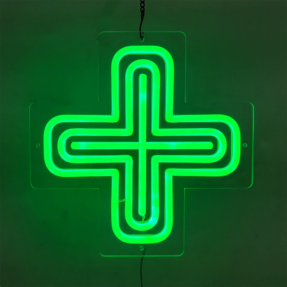 Трансграничный экспорт Европа Западная аптека 30 см яркий неоновый крест Светящийся логотип светодиодный крест экран