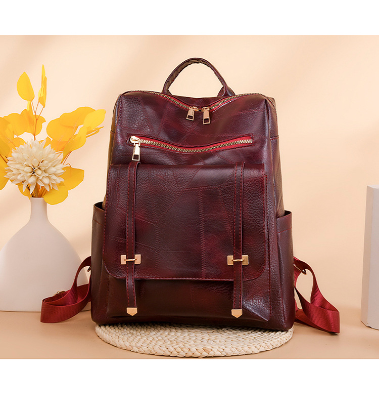 Borsa a tracolla per donna 2024 Nuova edizione coreana alla moda, zaino da donna in tinta unita, casual, in morbida pelle PU, anti-schizzi, borsa da viaggio_voghion.com