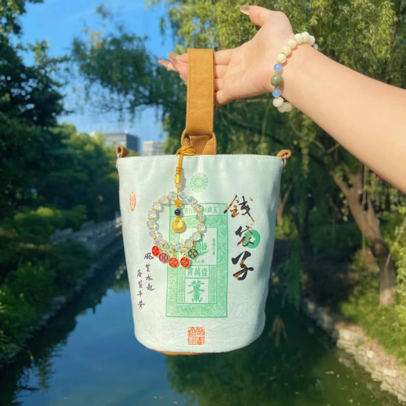 东魅夏日新款一叶抱富景区文创帆布包多功能一包四背杭州手提袋|undefined