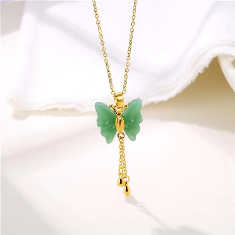 Elegant Butterfly Titanium Steel Plating Pendant Necklace 1 Piece