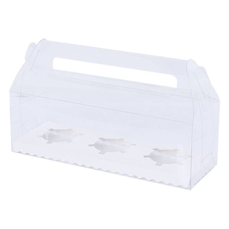 Engrosada 35 seda PET Western Point taza de papel caja portátil transparente taza pastel caja de embalaje 1/2/3 tabletas muffin caja