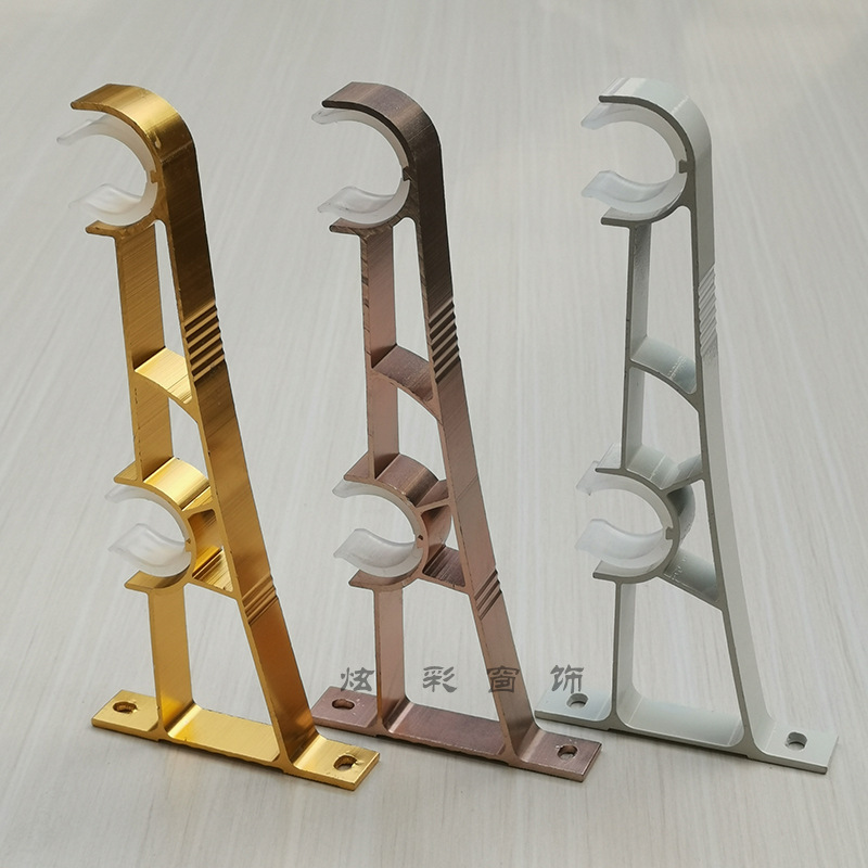 Roman Rod Curtain Rod Aluminum Alloy Bracket Seat Hook Thickened Seven-wire Side-mounted Double Bracket Curtain Rod Accessories