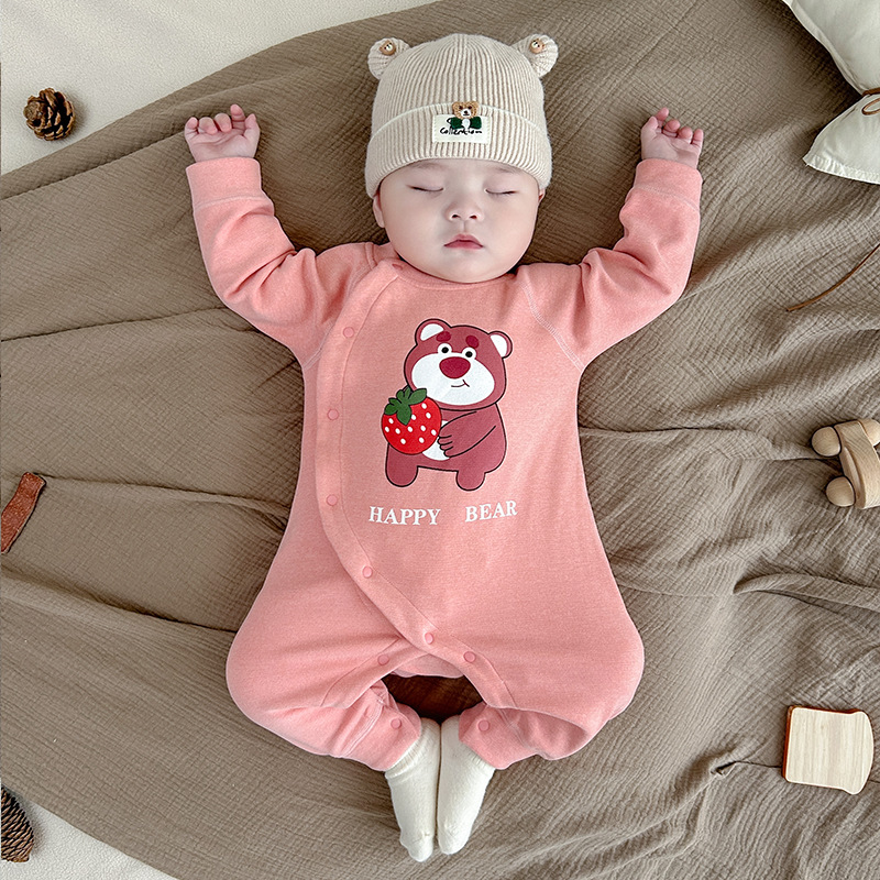 Baby Clothes, Newborn Autumn and Winter Outing Thermal Intimates, Thickeneded Velvet Bottoming Baby Jumpsuits, Pajamas