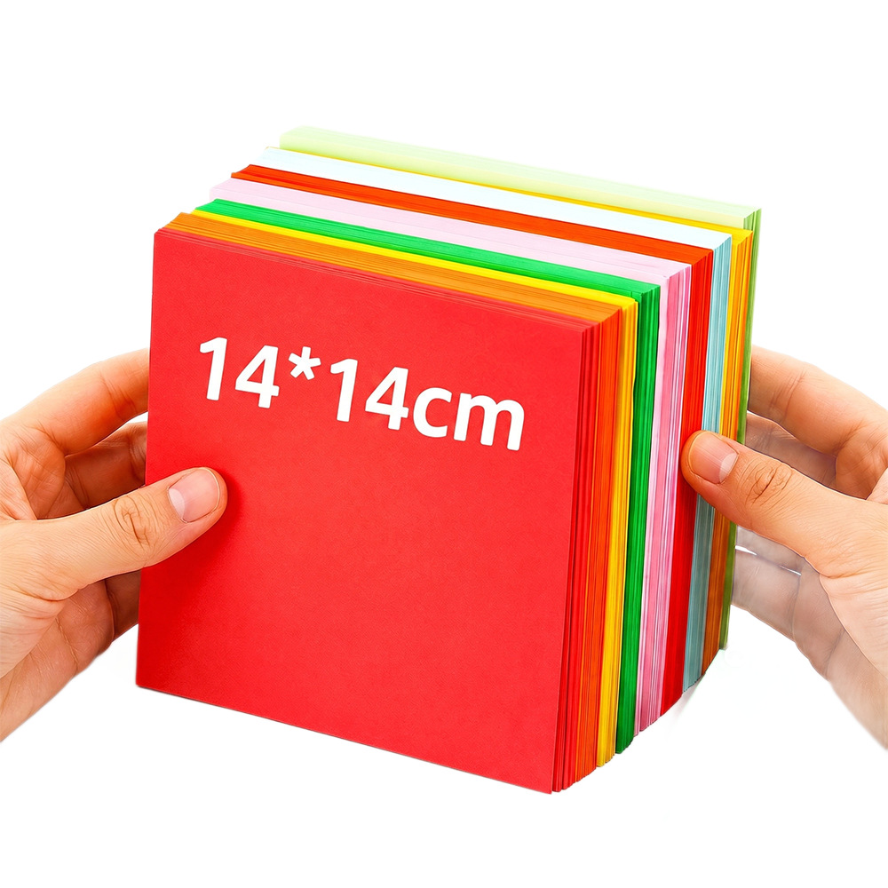 Origami cuadrado de color 14 × 14cm niños hechos a mano DIY papel de color jardín de infantes estudiantes de primaria papel de materiales hechos a mano