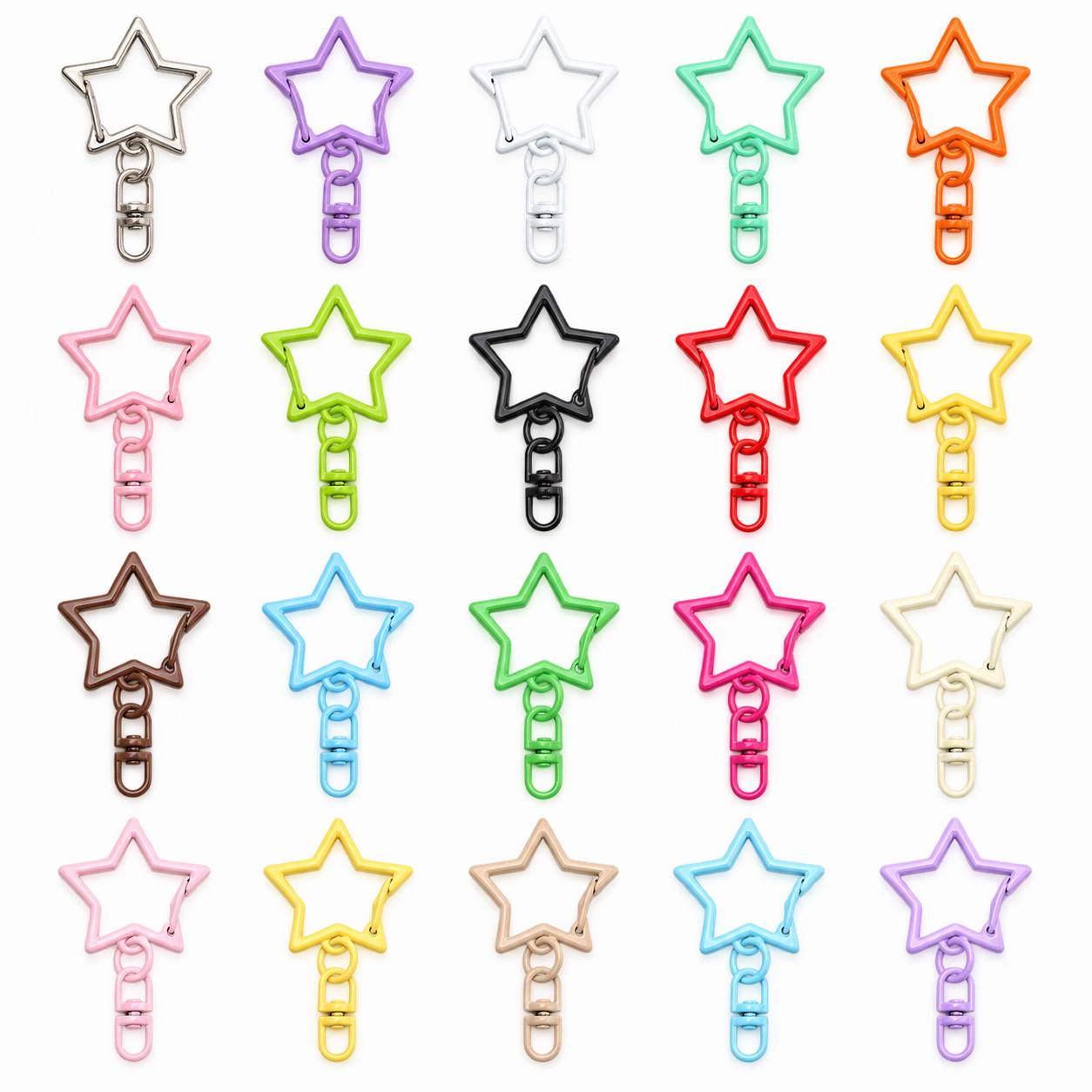 Factory direct sales: colorful five-pointed star-shaped figure-eight keychains, jewelry accessories, DIY craft materials, and lobster clasps