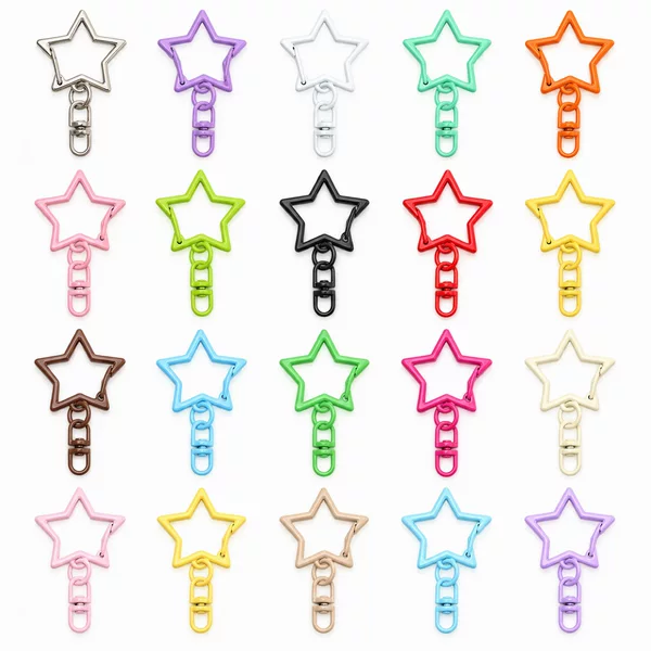 Factory direct sales: colorful five-pointed star-shaped figure-eight keychains, jewelry accessories, DIY craft materials, and lobster clasps