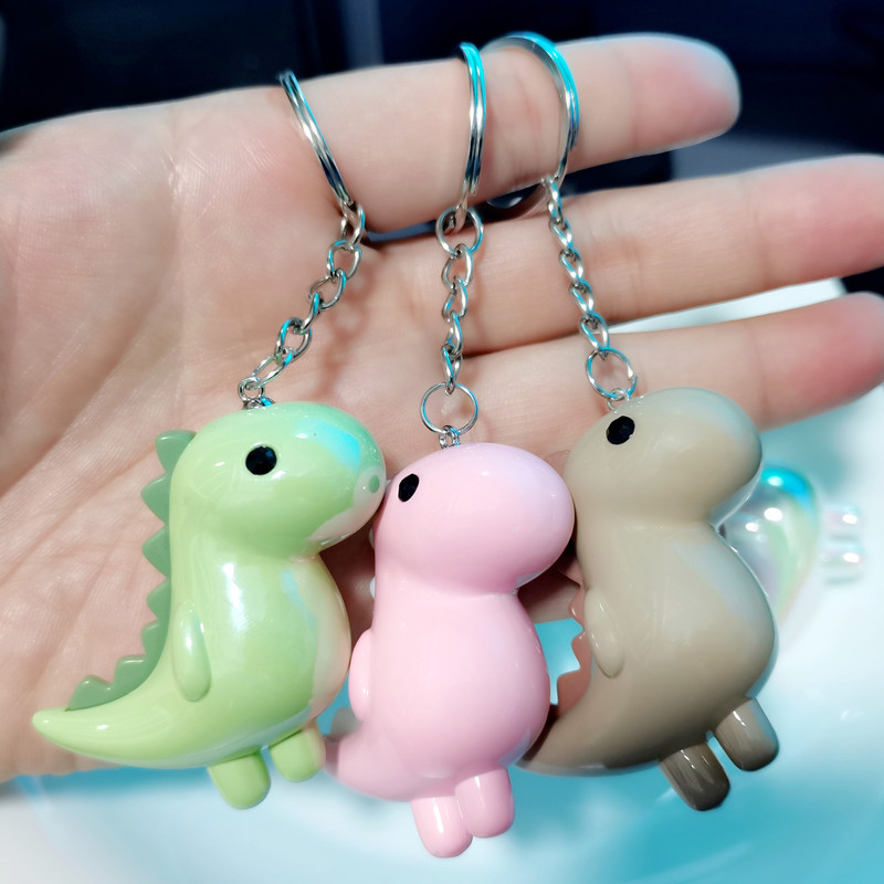 Acrylic plastic plated AB spray bright oil cute cartoon dinosaur doll key chain pendant bag decoration accessories
